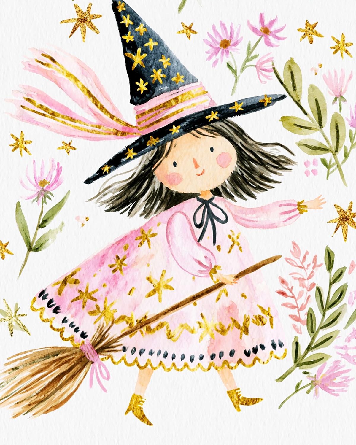 Liubaishi Multicolour Paint By Numbers For Adults, Star Flower Little Witch, 40X50 Cm, Acrylic On Canvas, With Brushes And Paints