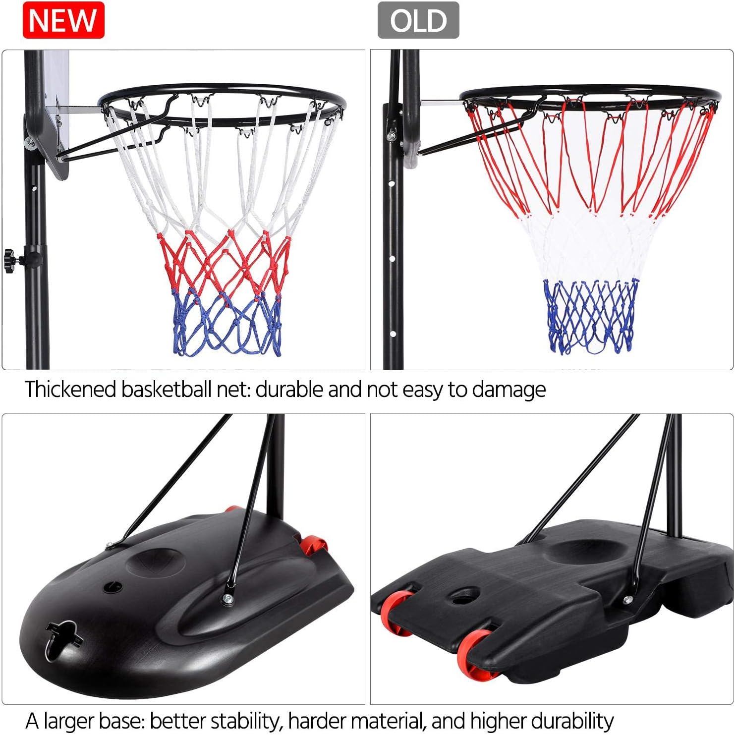 Yaheetech 7.2-9.2ft Basketball Hoop Backboard System Portable Removeable Basketball Hoop & Goals Outdoor/Indoor Adjustable Height Basketball Set for Youth : Sports & Outdoors