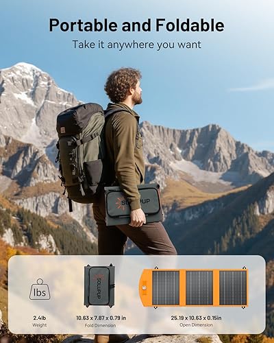 Miniatura 4 de Paneles solares de 30 W portátil plegable cargador solar con 5V USB-A y USB-C carga rápida compatible con iPhone, iPad, Samsung, bancos de energía,