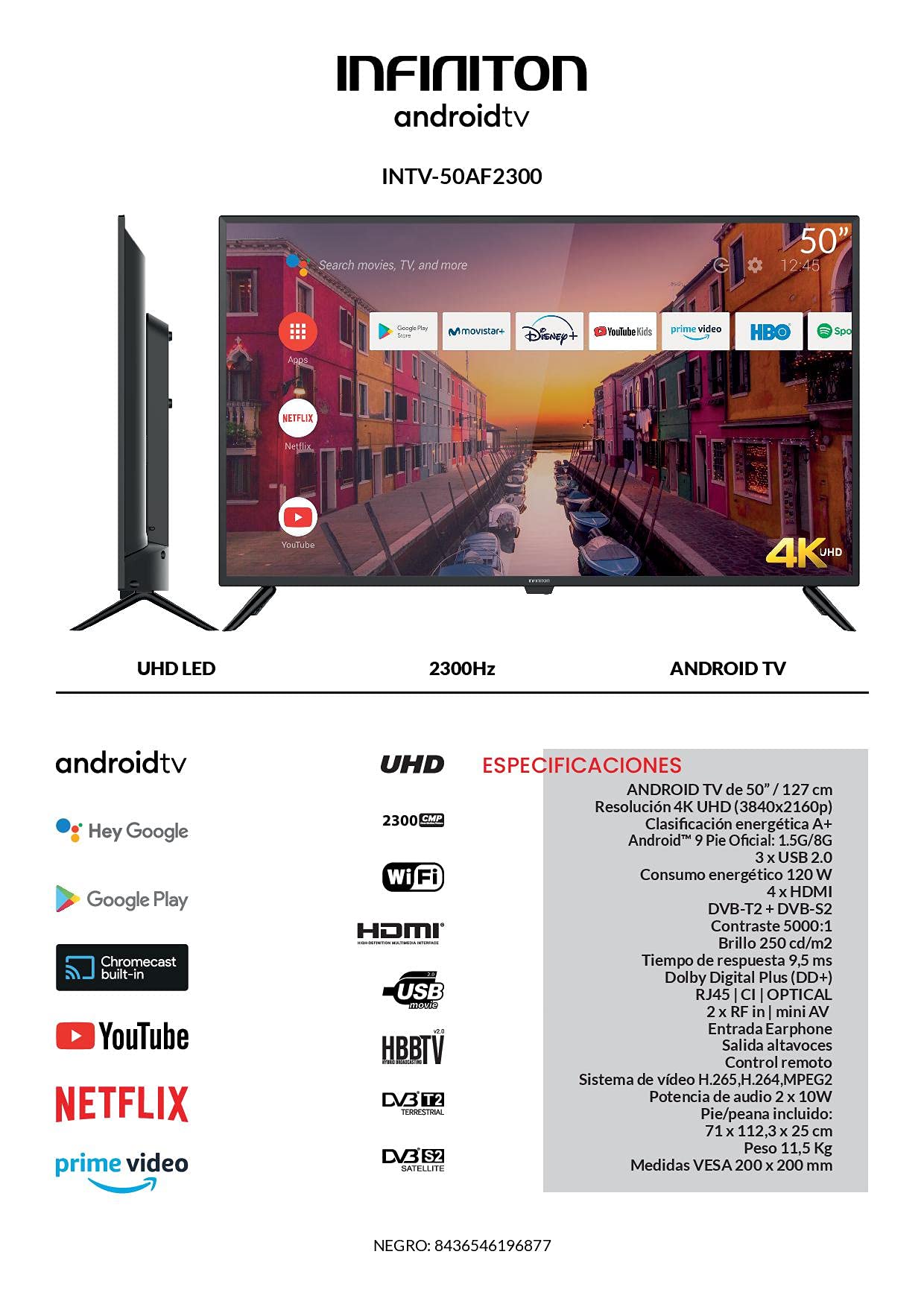 Blaupunkt Bla 50 405v Gb 11b4 Uegbqpx Eu Led Tv Blaupunkt Televisor Smart TV LED 50" - 50 pulgadas 4K Ultra HD UHD Wifi