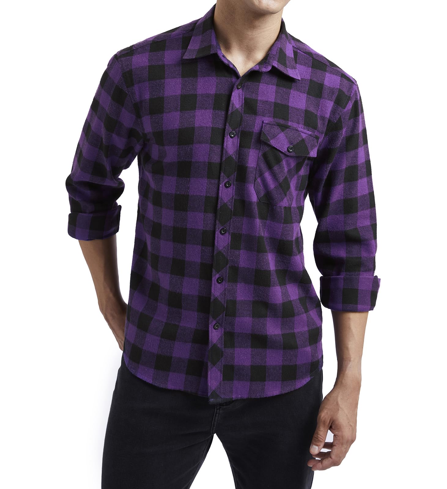 Men's Long Sleeve Casual Plaid Flannel Shirt Checked Tartan Button Down Shirts for Men S-4XL