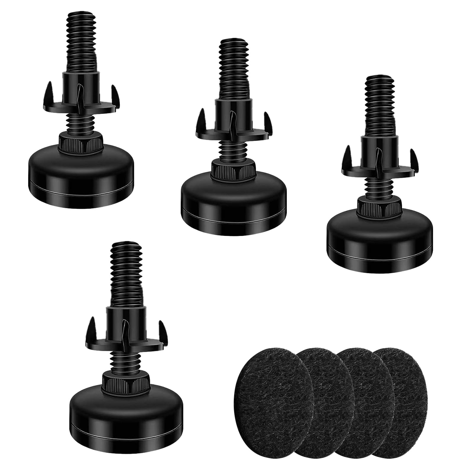 SHANDERBAR Adjustable Legs for Furniture, Heavy Duty Leg Leveler, 3/8 inch Adjustable Leg Levelers for Tables,Sofa, Chairs, Leg Leveler Screw in with Threaded (4pcs, Black) (4)