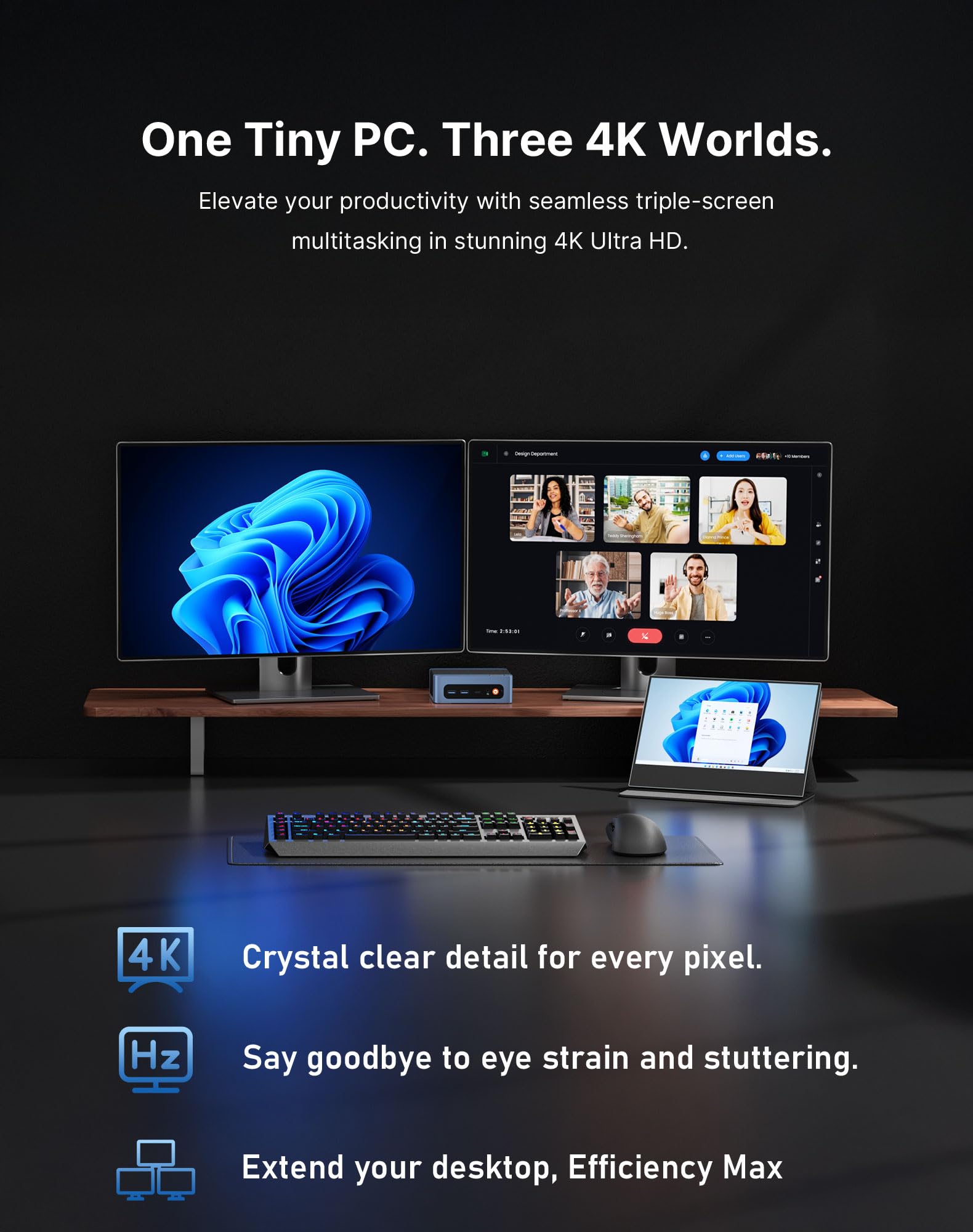 BOSGAME E5 Home-Office-Mini PC, Ryzen 5300U (Schlägt 4300U/N150, Bis zu 3.8GHz), 16GB DDR4 RAM 512GB NVMe SSD, Windows 11 Pro, HDMI/DP/USB-C, Triple 4K Display, Dual LAN, WiFi 5, BT5.0, Mini Computer
