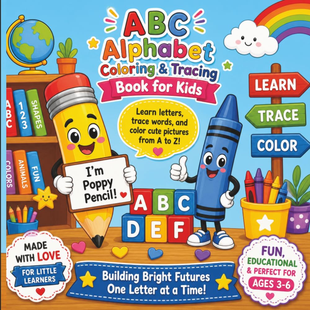 ABC Alphabet Coloring and Tracing Book for Kids