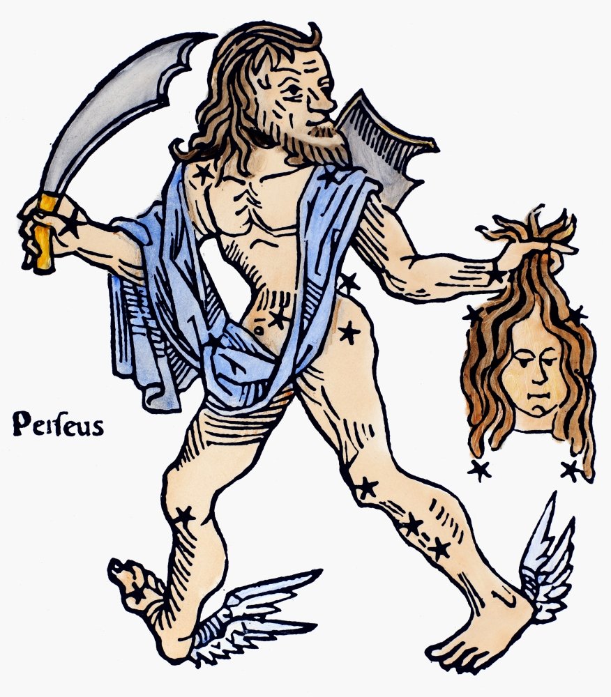 Constellation Perseus Npersonification Of Perseus Woodcut From Gaius Julius Hyginus Poeticon Astronomicon Venice Italy 1482 Poster Print by (24 x 36)