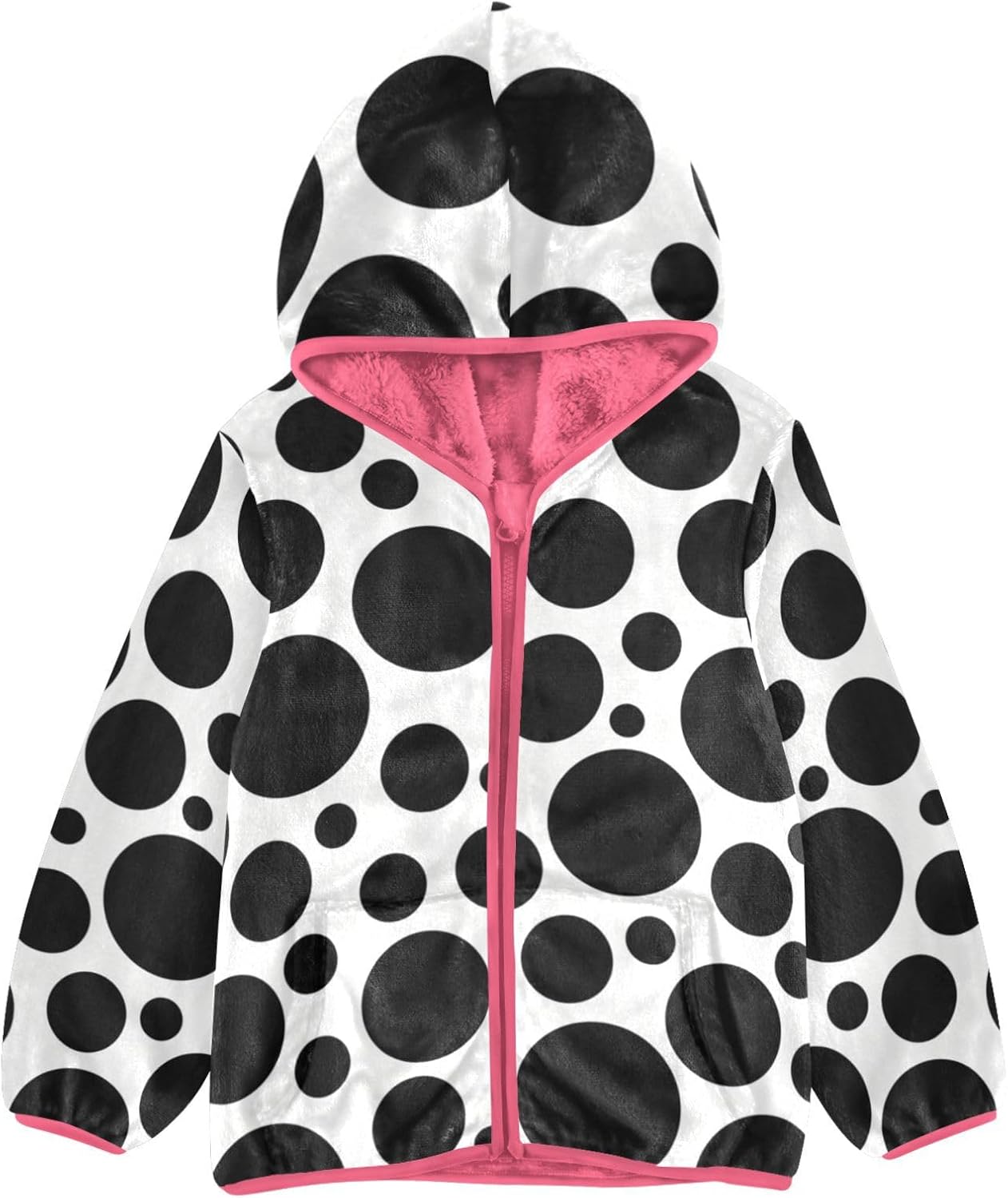 Black Dots Hooded Fleece Jacket Toddler Winter Coat Baby Hoodie for Girls 3T