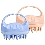 HEETA Silicone Bristles Scalp Scrubber & Massager for Hair Growth, Dandruff Removal & Relaxation - Shampoo Brush with Wet/Dry Hair (Pink & Blue)