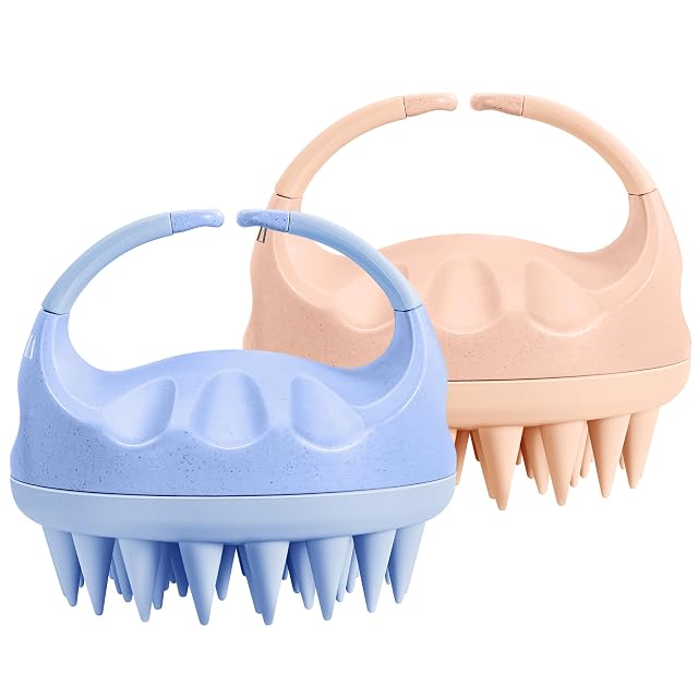 HEETA Silicone Bristles Scalp Scrubber Massager for Hair Growth Dandruff Removal Relaxation - Shampoo Brush with Wet Dry