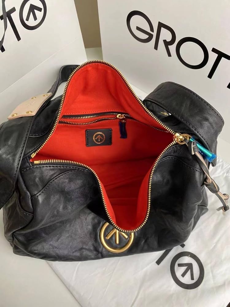 STONE  ブラックショルダーバッグ Amazon.co.jp: GROTTO ブラック ストーン バッグ、非性差別的