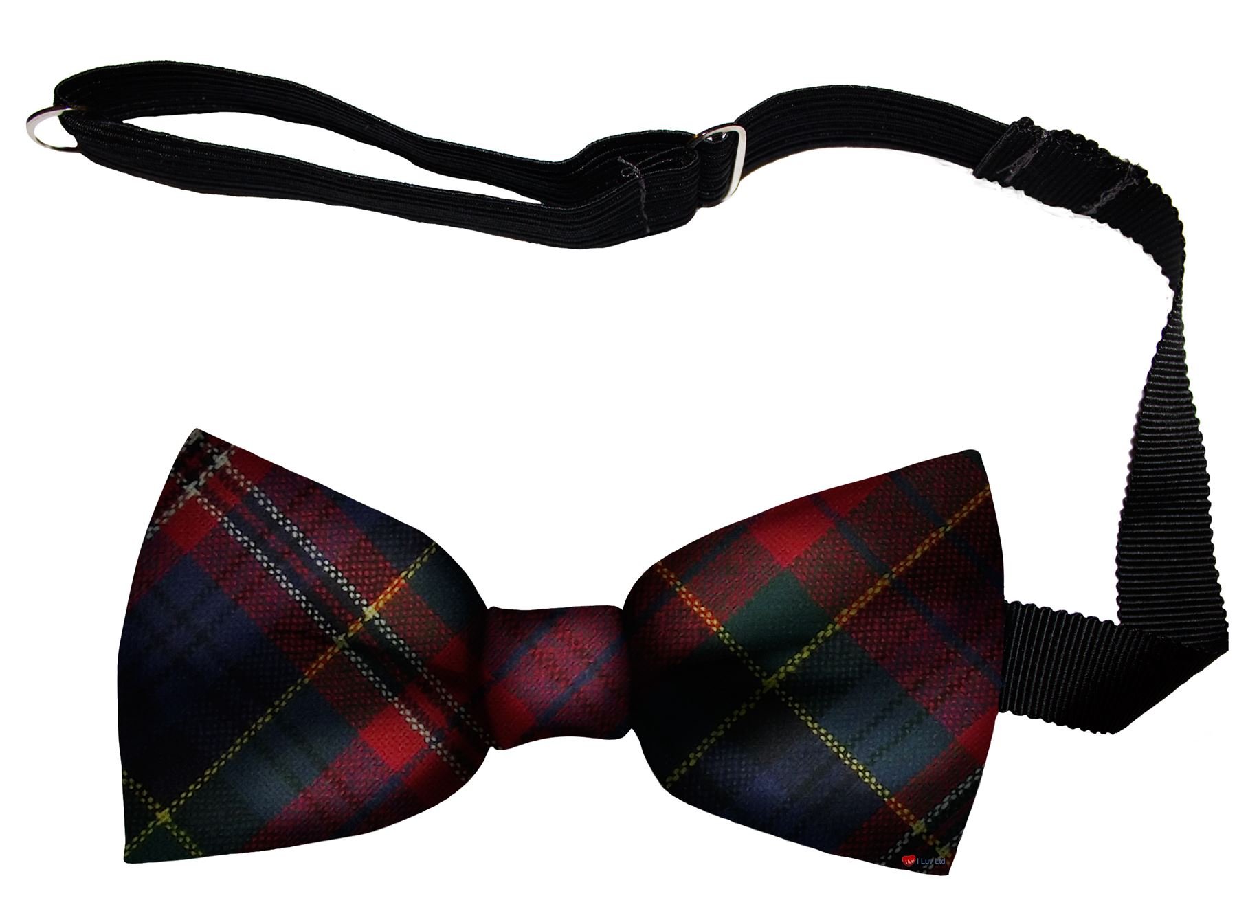 I LUV LTD Mens Bow Tie Soft Wool Woven And Made in Scotland in MacPherson Modern Tartan Adjustable Strap for Easy Fastening