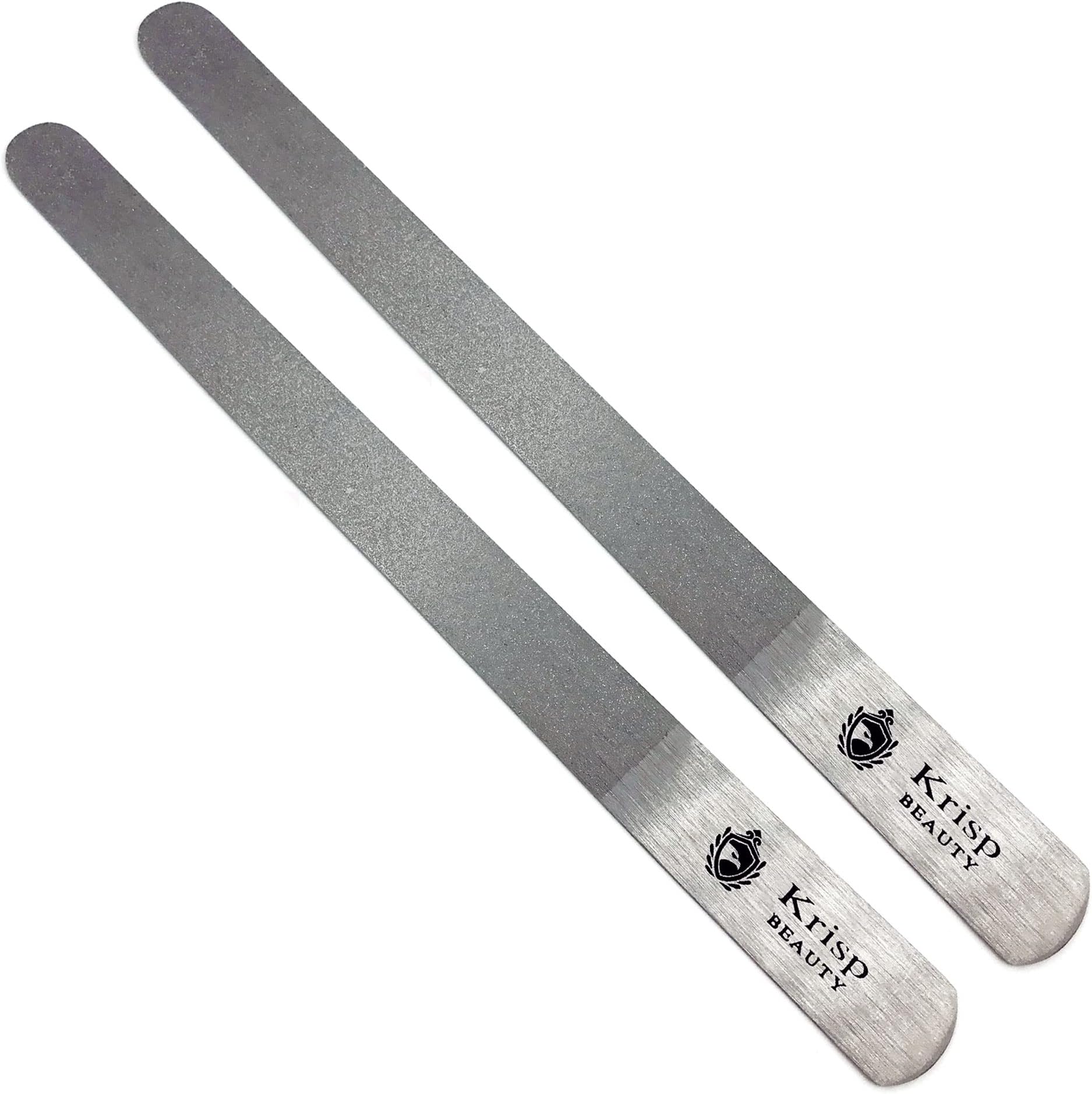 Stainless Steel Diamond Deb Nail File Manicure Pedicure Metal 7" inch, Toenail Fingernail Files for Women Double Sided Dust Coating Suitable for Natural or Acrylic Nails (Pack of 2) By Krisp Beauty