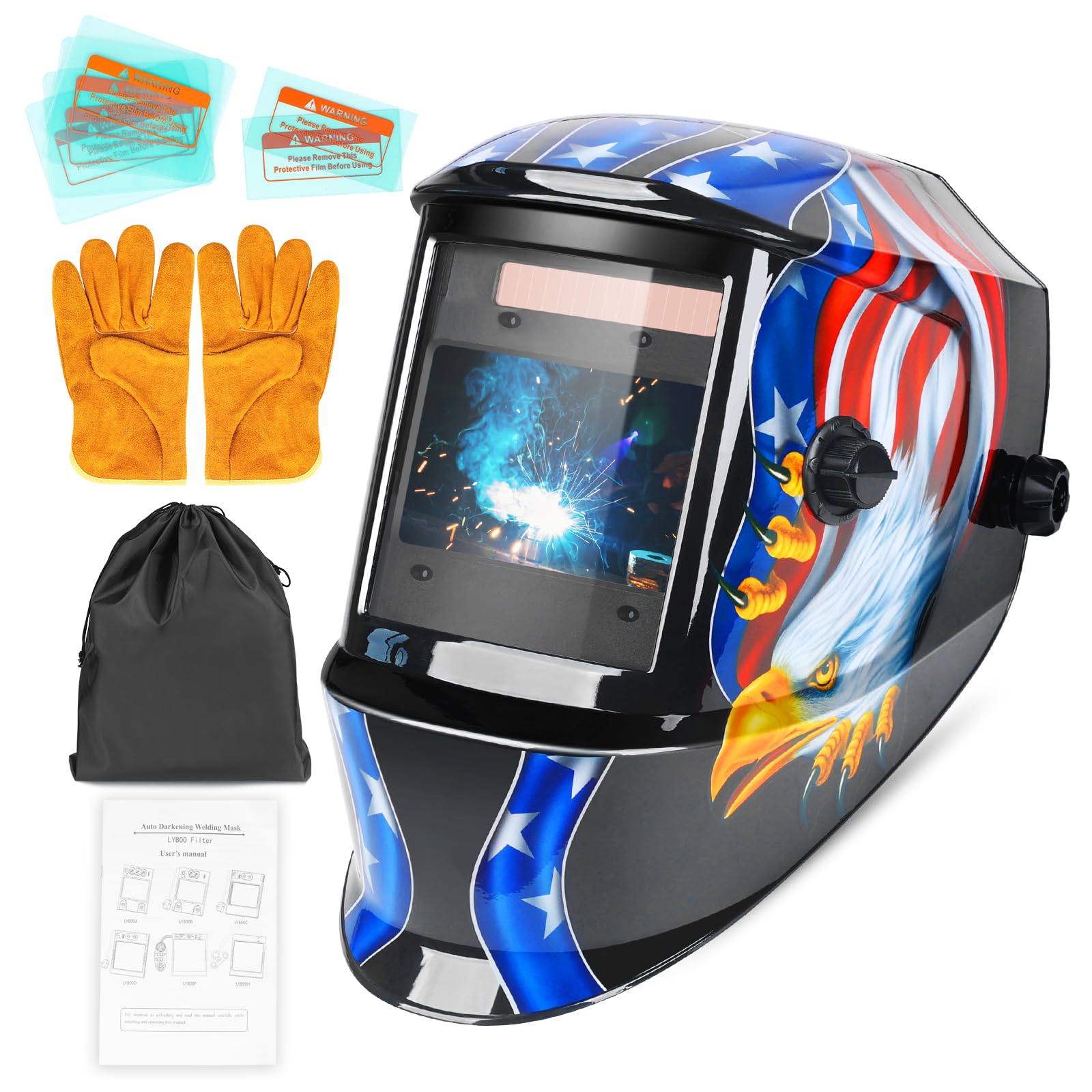 Schweißhelm True Color automatische Verdunkelung für WIG MIG ARC Schweißermaske mit verstellbarem Farbbereich 4/5-9/9-13 ..