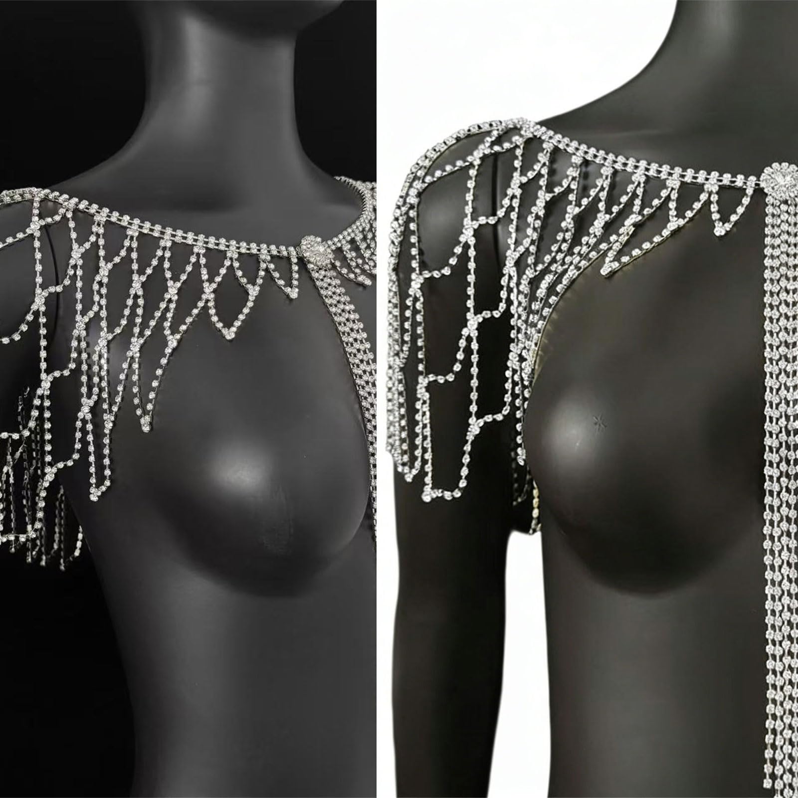 Catena per il corpo con frange di strass scintillanti, gioielli per eleganti eventi di nozze e occasioni speciali gioielli da sposa
