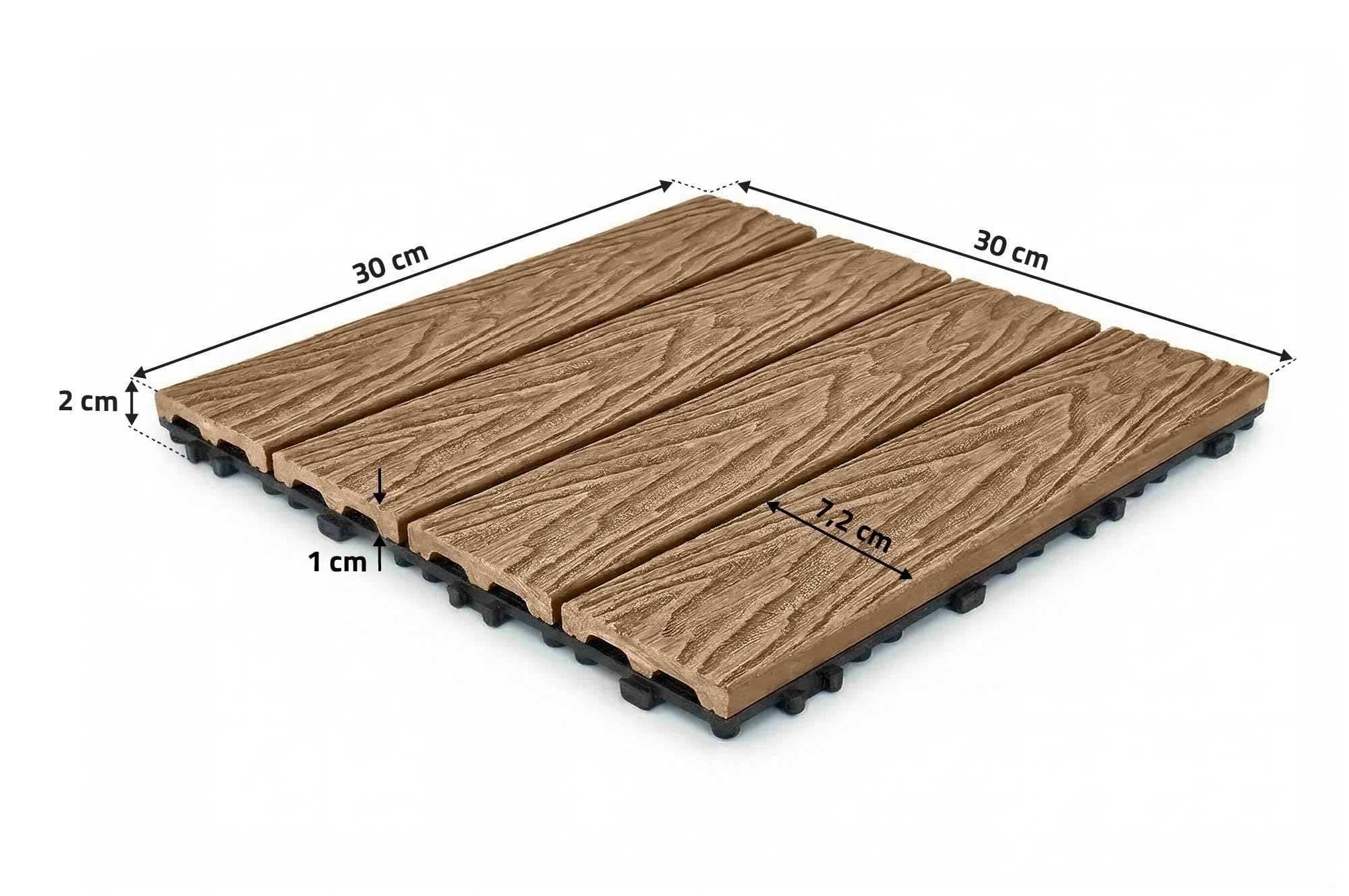 Casanoov Lot de 30 dalles clipsables terrasse en composite JURA teck 30x30cm