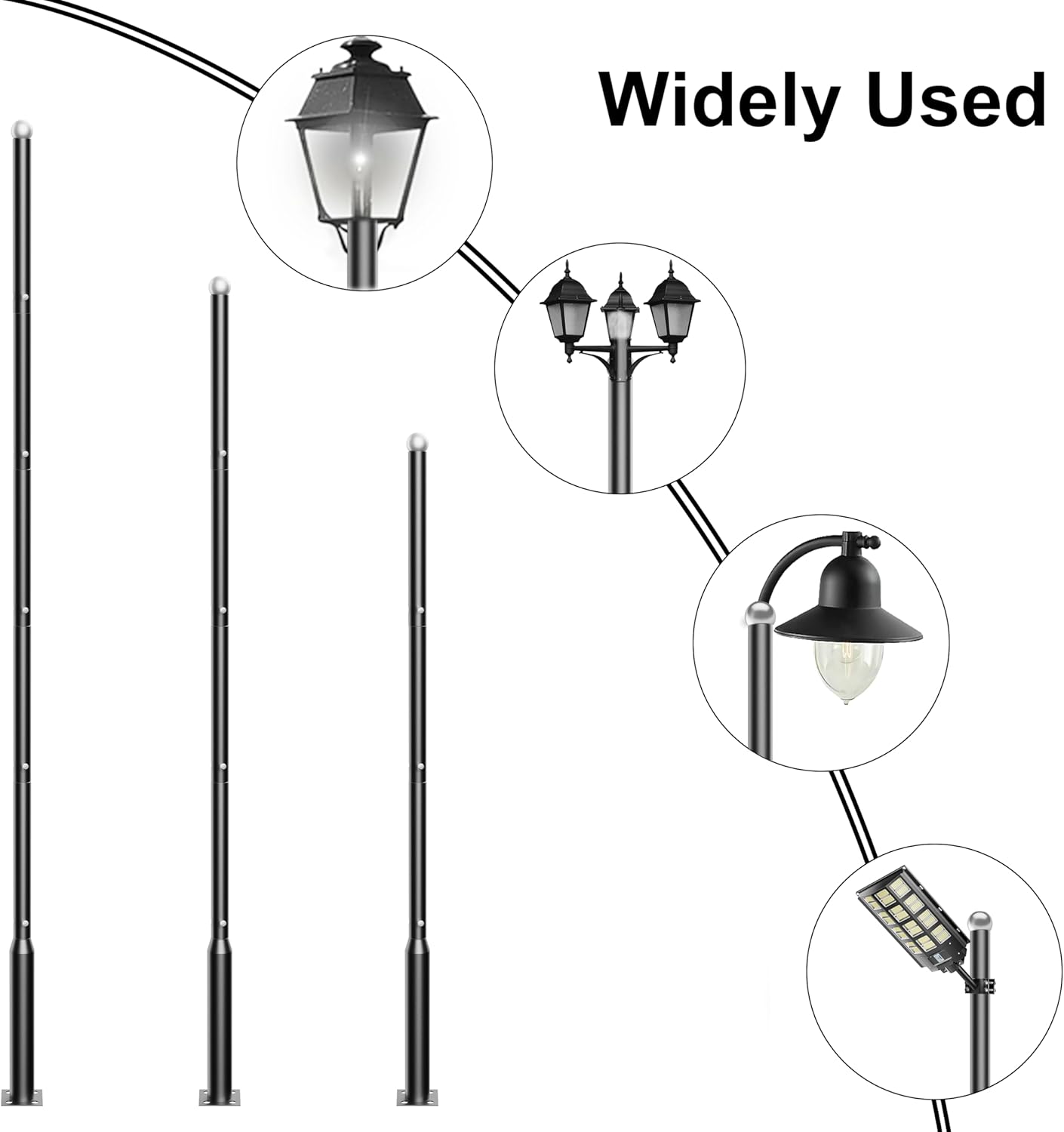 16.5Ft Solar Street Light Poles for Parking Lot, Courtyard, Street, Backyard, Exterior House | Durable Street Pole for Solar Street Light | Street Light Pole
