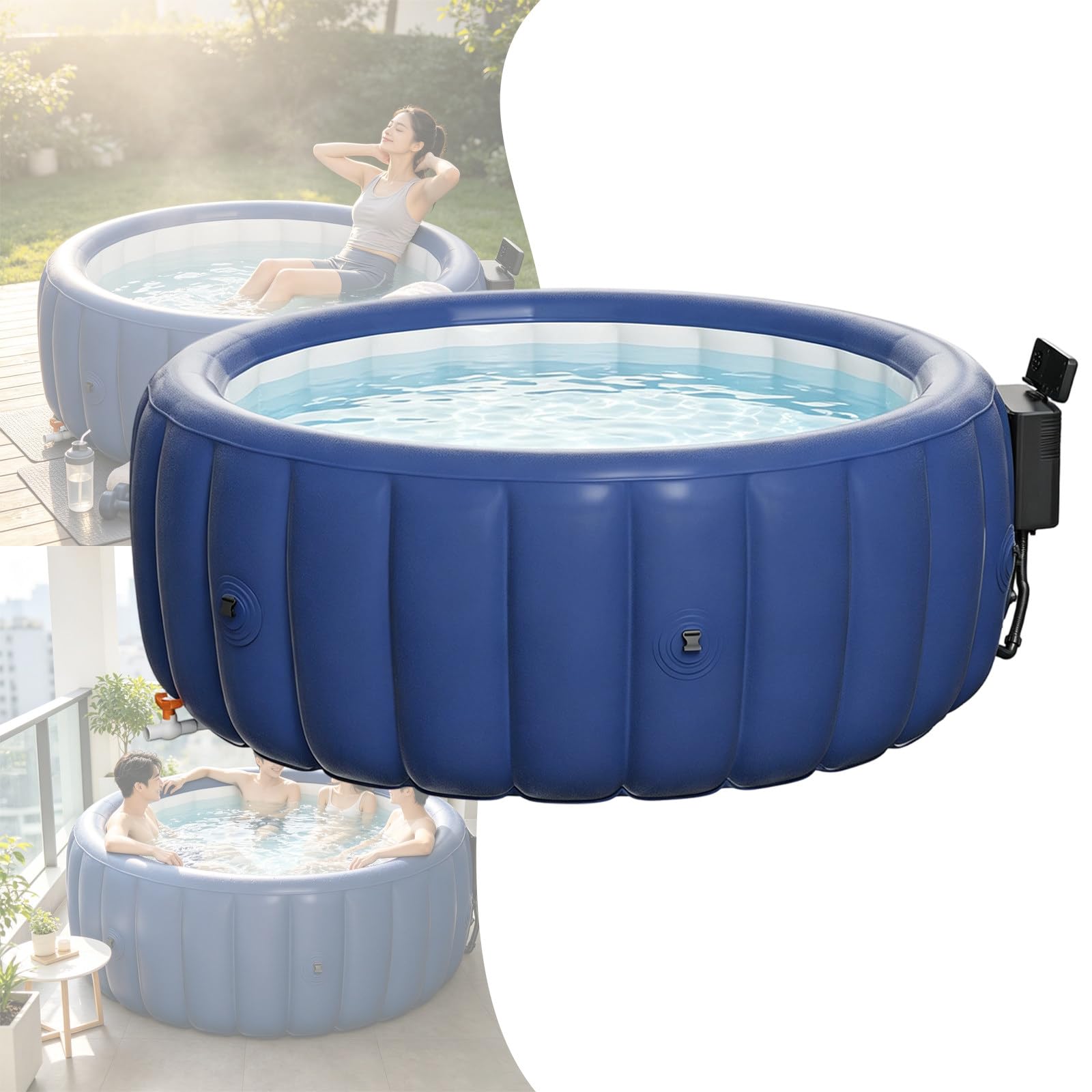 SPA Hinchable Piscina de hidromasaje, Inflable, SPA Inflable con Panel de Control Digital, Ideal para Apartamentos, Patios y reuniones al Aire Libre