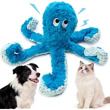 Angry Octopus Dog Toy, 2026 Upgrade Crinkle Blue Octopus, Interactive Squeaky Tug of War Doggie Toy, Soft Fabric Plush Dog Toys to Keep Them Busy for Small and Medium Sized Dogs 1