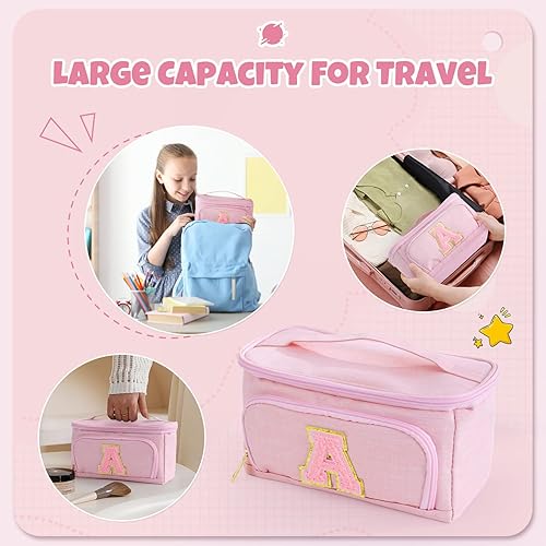 Miniatura 3 de YOOLIFE Estuche para lápices con iniciales de gran capacidad, bolsa de mano para bolígrafos, lindo regalo portátil para oficina, escuela,