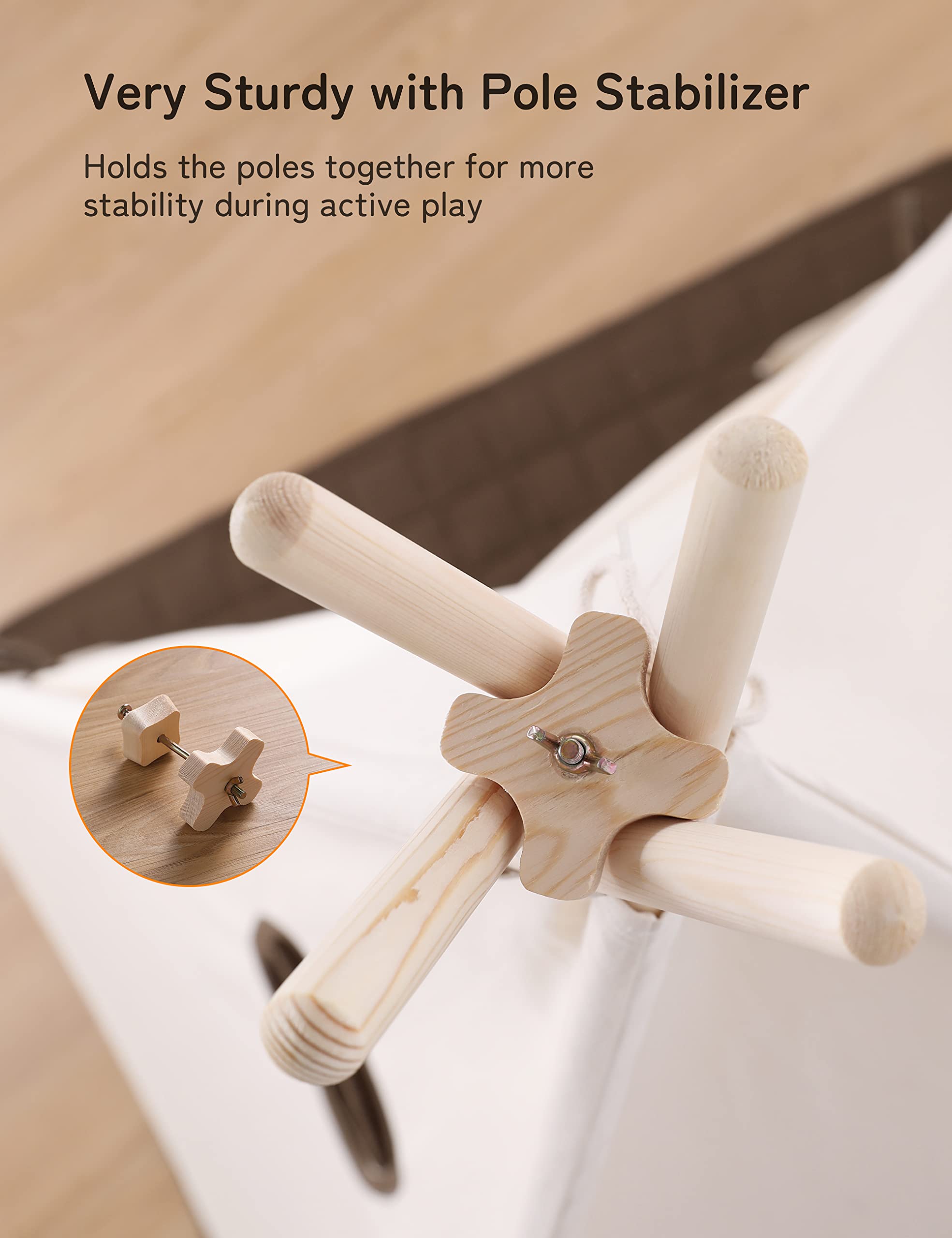 besrey Tenda per Bambini da Gioco in Tela Indiana Teepee in Cotone con Tappetino Imbottito e Luci Fatate (Avorio)