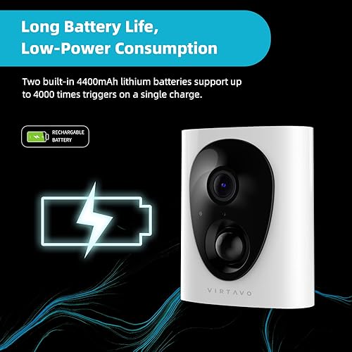 Miniatura 3 de virtavo - Cámaras de seguridad inalámbricas para exteriores, cámaras de visión nocturna a color alimentadas por batería, resistentes a la