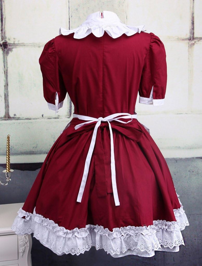 Hugme Cotton Dark Red and White Cosplay Lolita Dress