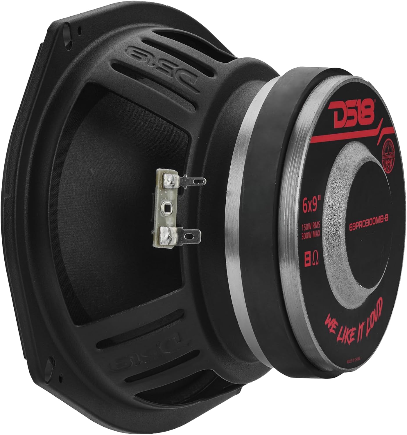 DS18 69PRO300MB-8 6x9 Inch Mid Bass Speaker 150W RMS 8 Ohm Water Resistant High Efficiency Pro Audio Loudspeaker for Car Door or Motorcycle Fairing