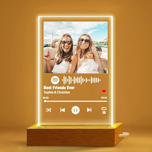 Canción acrílica personalizada con texto fotográfico, placa de Spotify personalizada, cubierta de álbum, regalos para amantes de la música, mejores