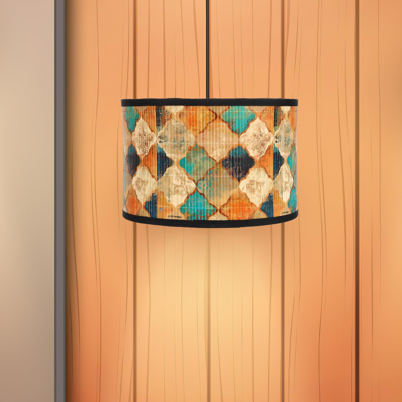 OSALADI Drum Lamp Abażur Kinkiet, Dekoracyjny abażur Lampa Podłogowa Lampy Stołowe, Boho Style Wahadłowe Lampy Tkaniny