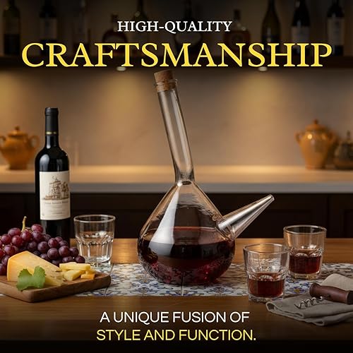 Miniatura 5 de Decantador de vidrio Porron español de 34 onzas, jarra de vino 100% sin plomo para vino tinto, jarra de vino soplado a mano, jarra de vino – regalo