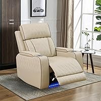 Vista 1 de Sofá reclinable individual eléctrico para muebles de sala de estar, silla reclinable de cuero con luces LED, puertos USB, almacenamiento oculto