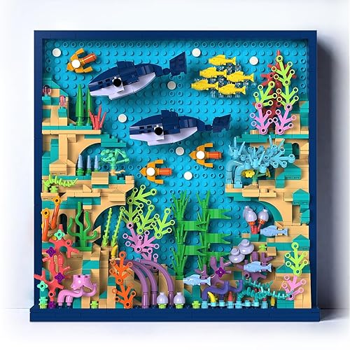 TG BLOCKS Micro Brick Ocean World Building Set, 3D Wall Art Home Office Decoration or Table Display, Creative Building Craft Set, Ideas Gift Building Toy for Adults,Teens Ages 8+ Kids - Ocean World Building Set