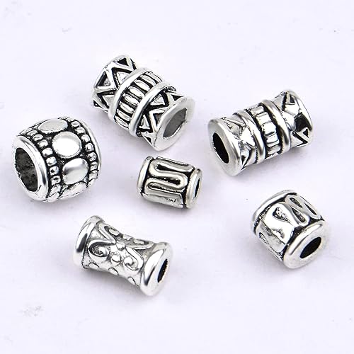 Miniatura 4 de 180 cuentas espaciadoras de columna de 6 estilos, cuentas tibetanas vintage, cuentas sueltas para hacer pulseras, collares, joyas, plata antigua