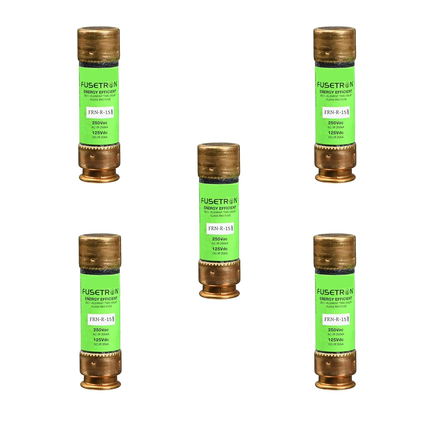 5-Pack New FRN-R-15 FRN-R-15A 250Vac Time Delay Fuse,FRN-R-15A Current Limiting Class RK5 Fuse