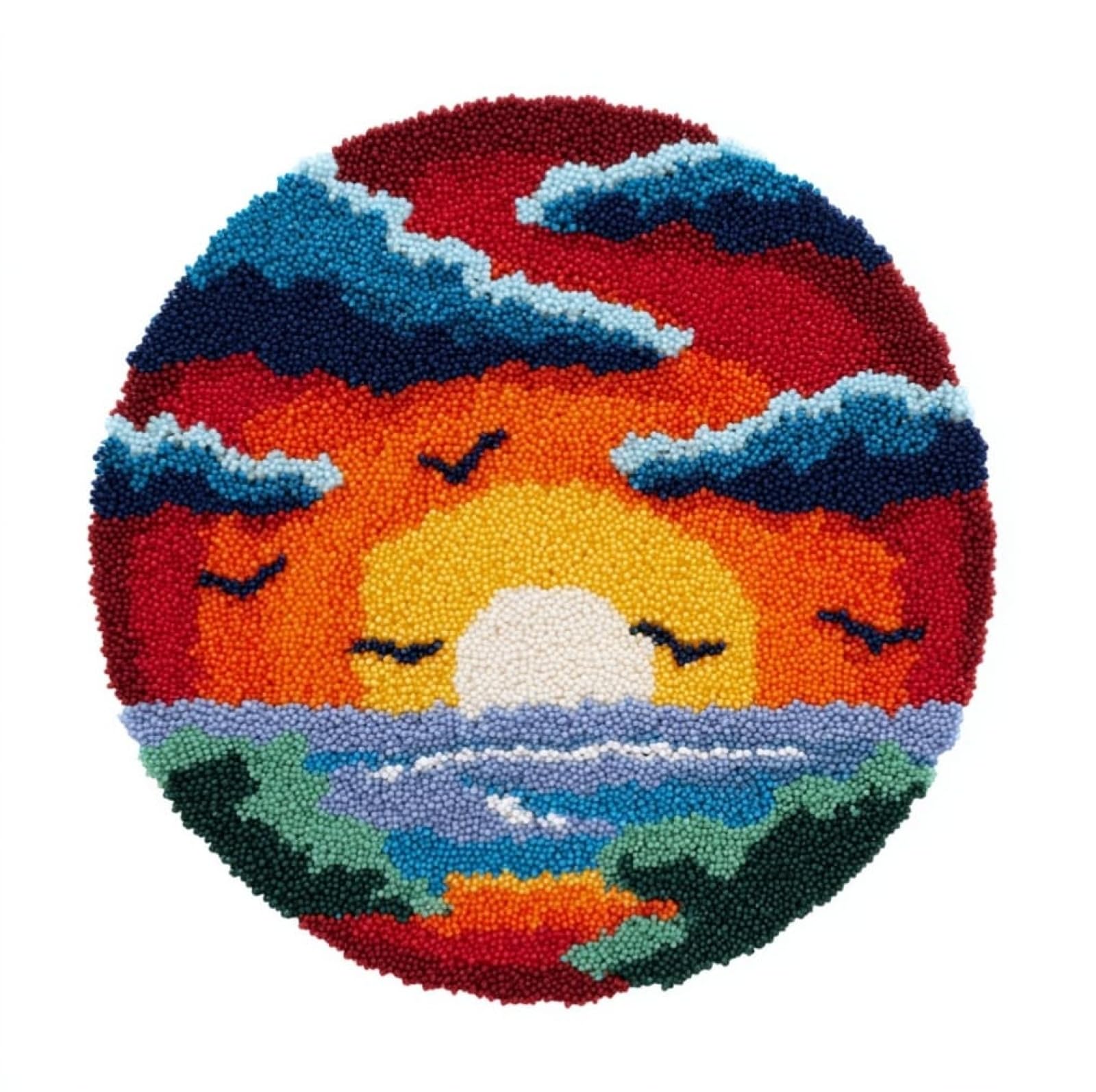 WallustrioaW Crochet Rug Making Kit for Adults,Sunset View,DIY Needlework Crafts for Home Decor,Latch Hook Kits Gift for Beginners Kids,50x50cm