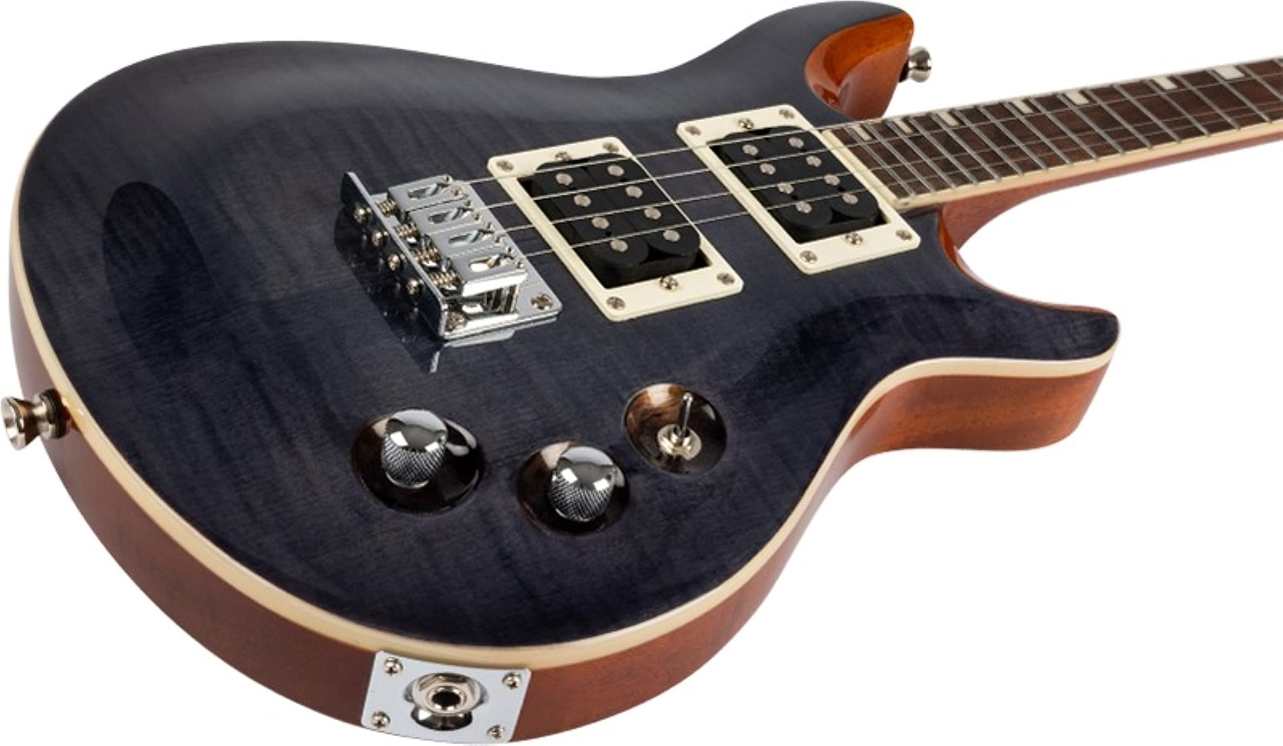 Vuelo Vanguard Solid Body Transparente Negro Ukelele eléctrico