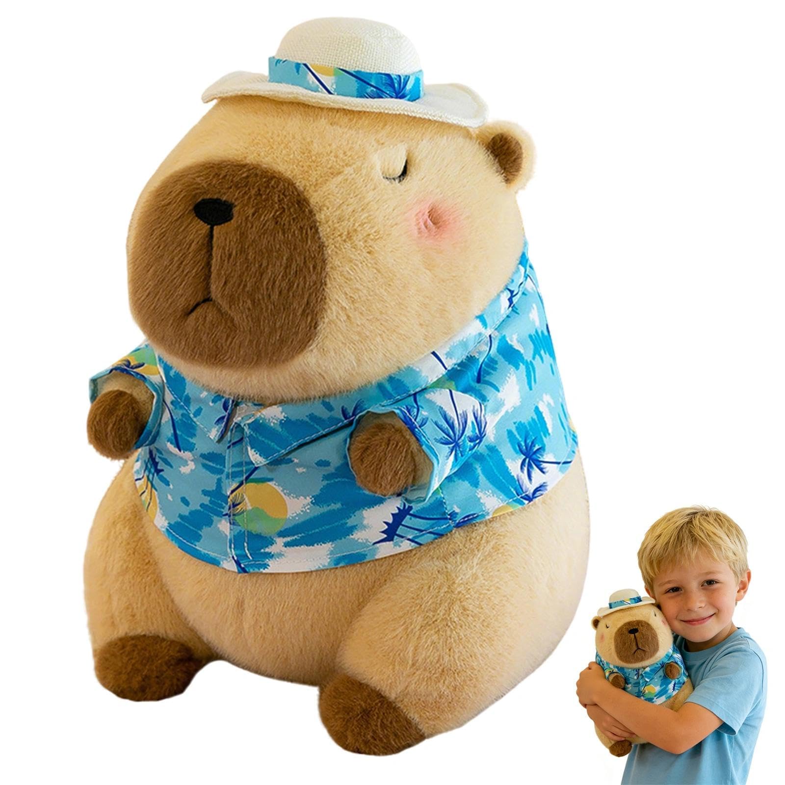 25 CM Capibara Peluche Grande Capibara Gadget Morbido Capybara Pupazzi Cartoni Animati Kawaii con Cappello Festivo e Papillon Cuscino e Decorazione Regalo per Bambini Adulti (Blu)