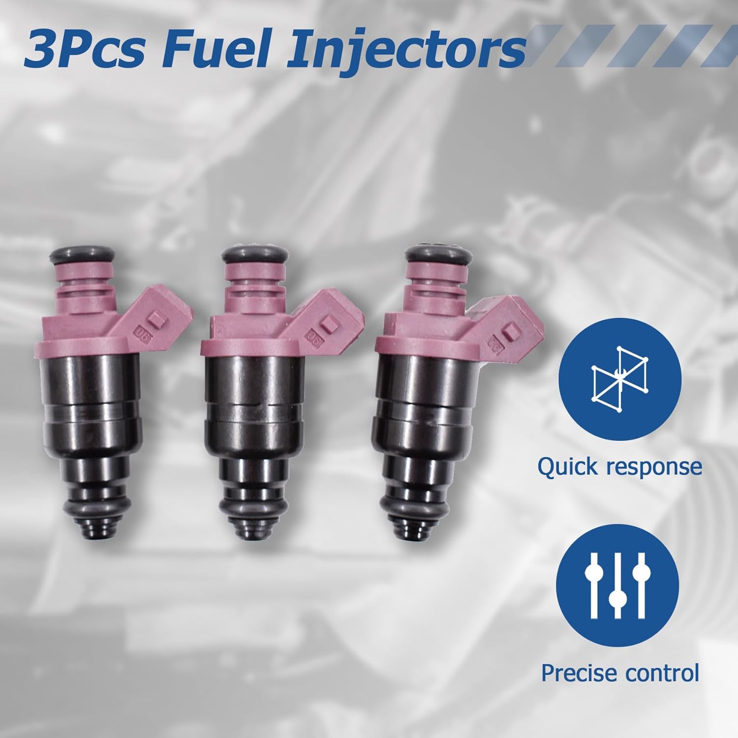 3Pcs Fuel Injectors Replacement for John Deere 825i Gator 3 Cylinder 5WY2404A MIA11720