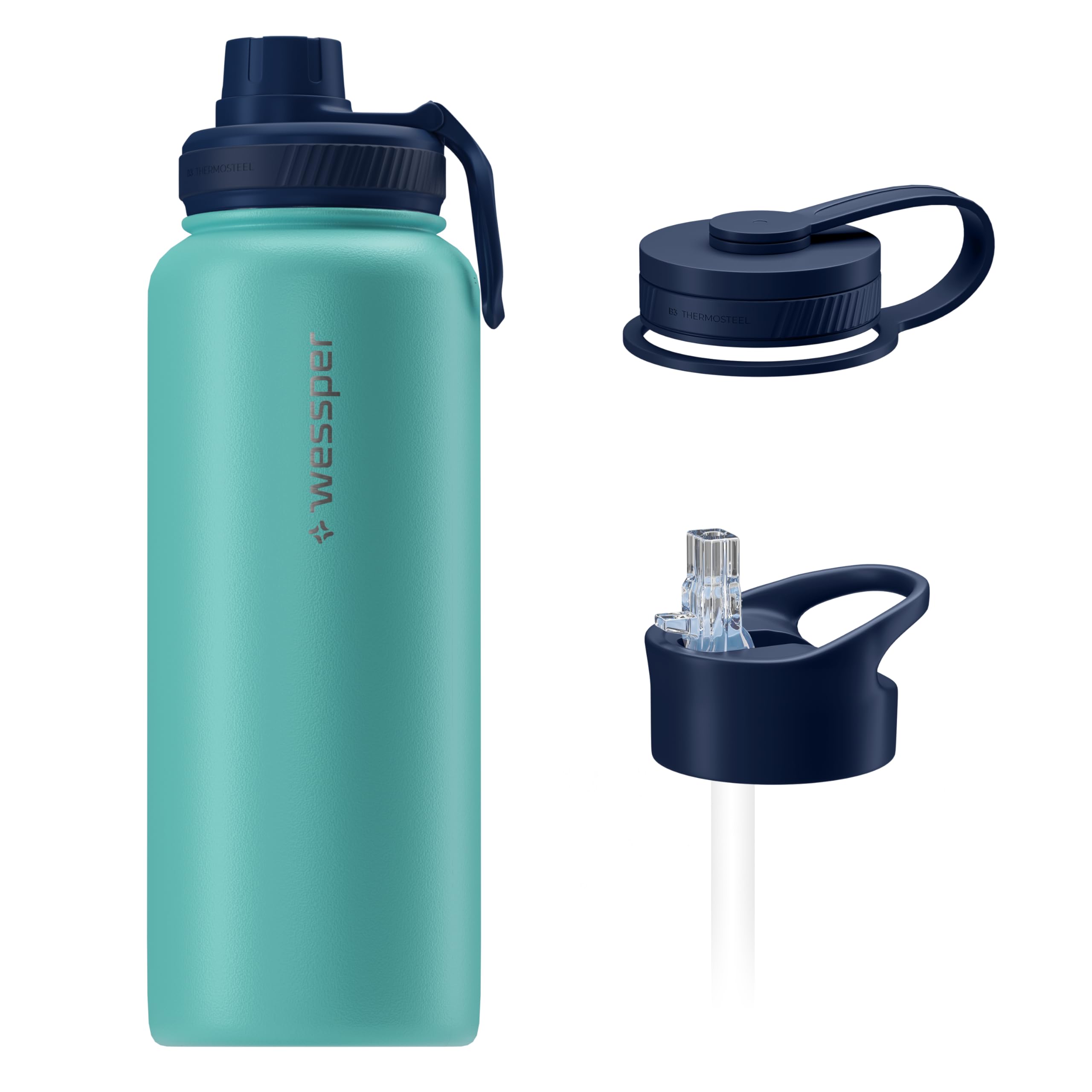 Gourde 1l acier inoxydable wessper gardez vos boissons au frais sans bpa avec 3 bouchons