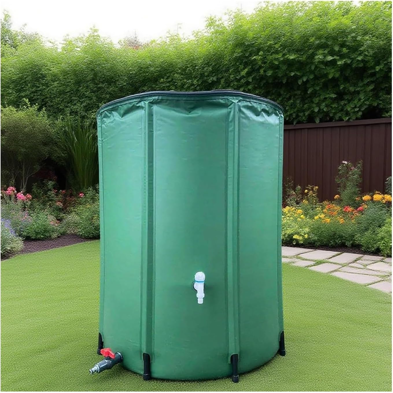 Foldable Rain Barrel Portable Rainwater Collection System Water Storage Container for Garden & Lawn Efficient Rain Harvesting Solution(Green,50L)