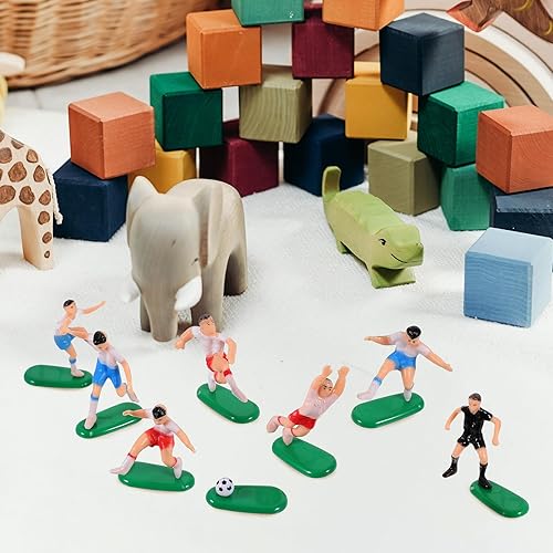 Miniatura 5 de UPKOCH Decoraciones para pastel de fútbol  2 goles, 6 jugadores, 1 árbitro, figuras de fútbol en miniatura para cumpleaños de niños, fiesta temática