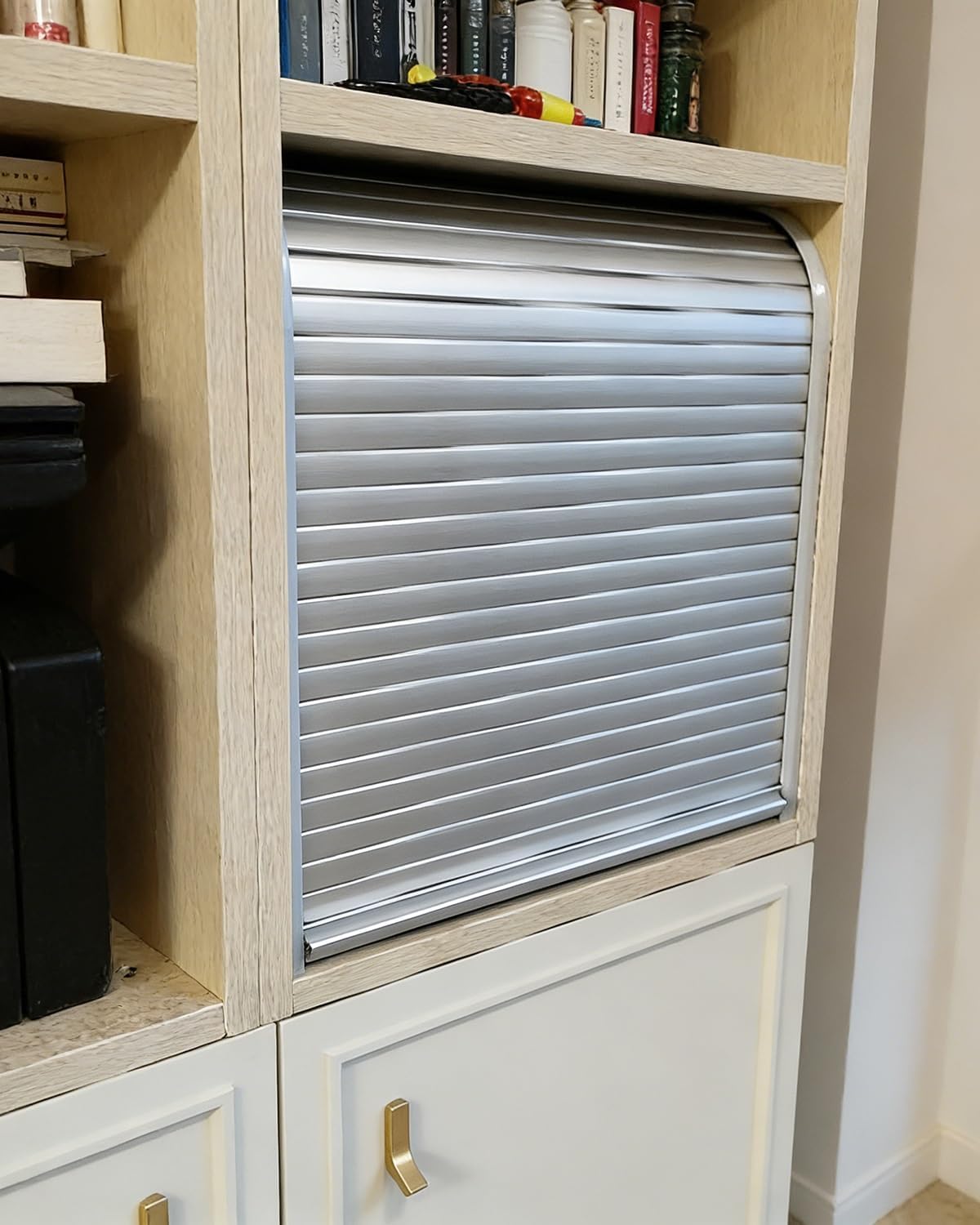 Foelanne Silver Accordion Folding Door Kit, Accordion Folding Tambour Door Hand Pull 40X50-120Cm(40X100cm/16X39in)