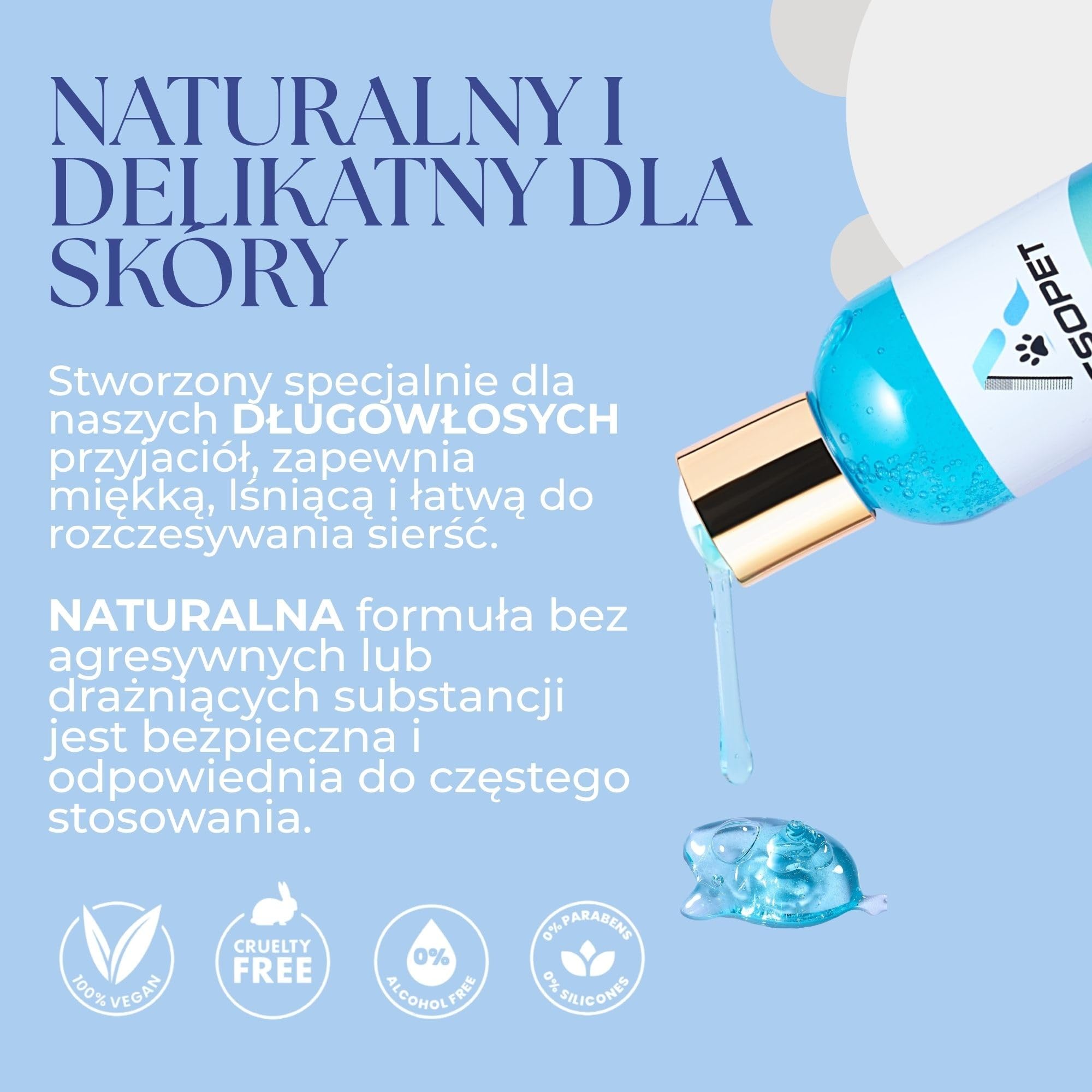 Szampon dla Psów Długowłosych 250ml – ASSOPET - Naturalny Szampon Rozplątujący z Bio Olejem Arganowym i Bio Aloe Vera – Miękka, Lśniąca i Jedwabista Sierść – Delikatny, 100% Wegański, Made in Italy