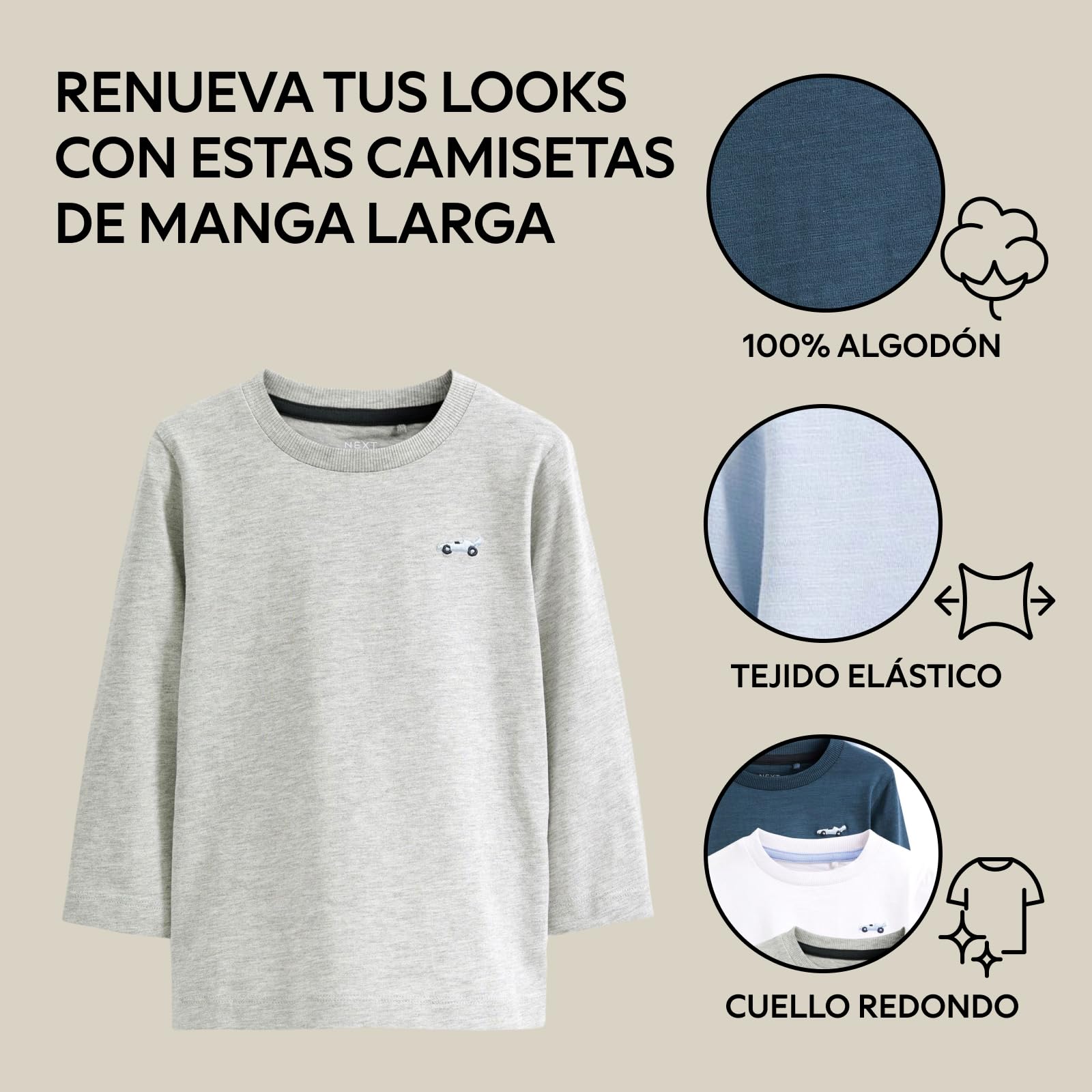 NEXT Niños Pack de 5 Camisetas de Manga Larga