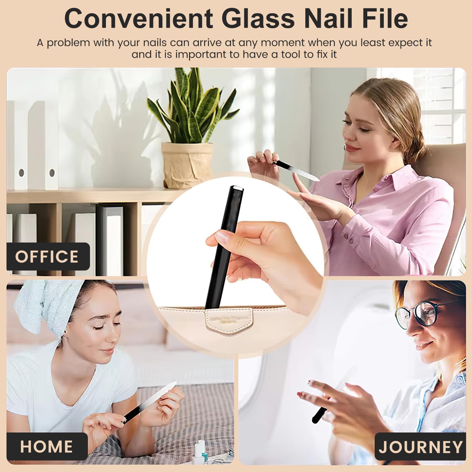 1 Pack Glass Nail File and Buffers Crystal Fingernail File for Natural Nail Double-Sided Fingernail Files Nail Care — view 6