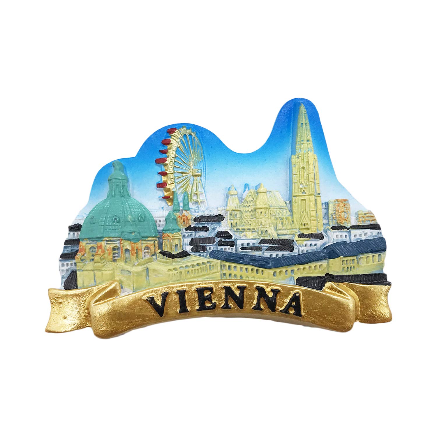 Magnete Frigorifero 3D Vienna Austria, Souvenir Turistico Artigianale In Resina, Regalo Originale Per Casa E Cucina