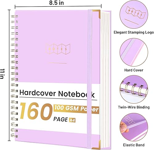 Vista 27 de Yoment Cuaderno de espiral pequeño A5 para el trabajo, 5 x 7, 160 páginas, tapa dura, cuaderno de espiral con rayas universitarias, diario