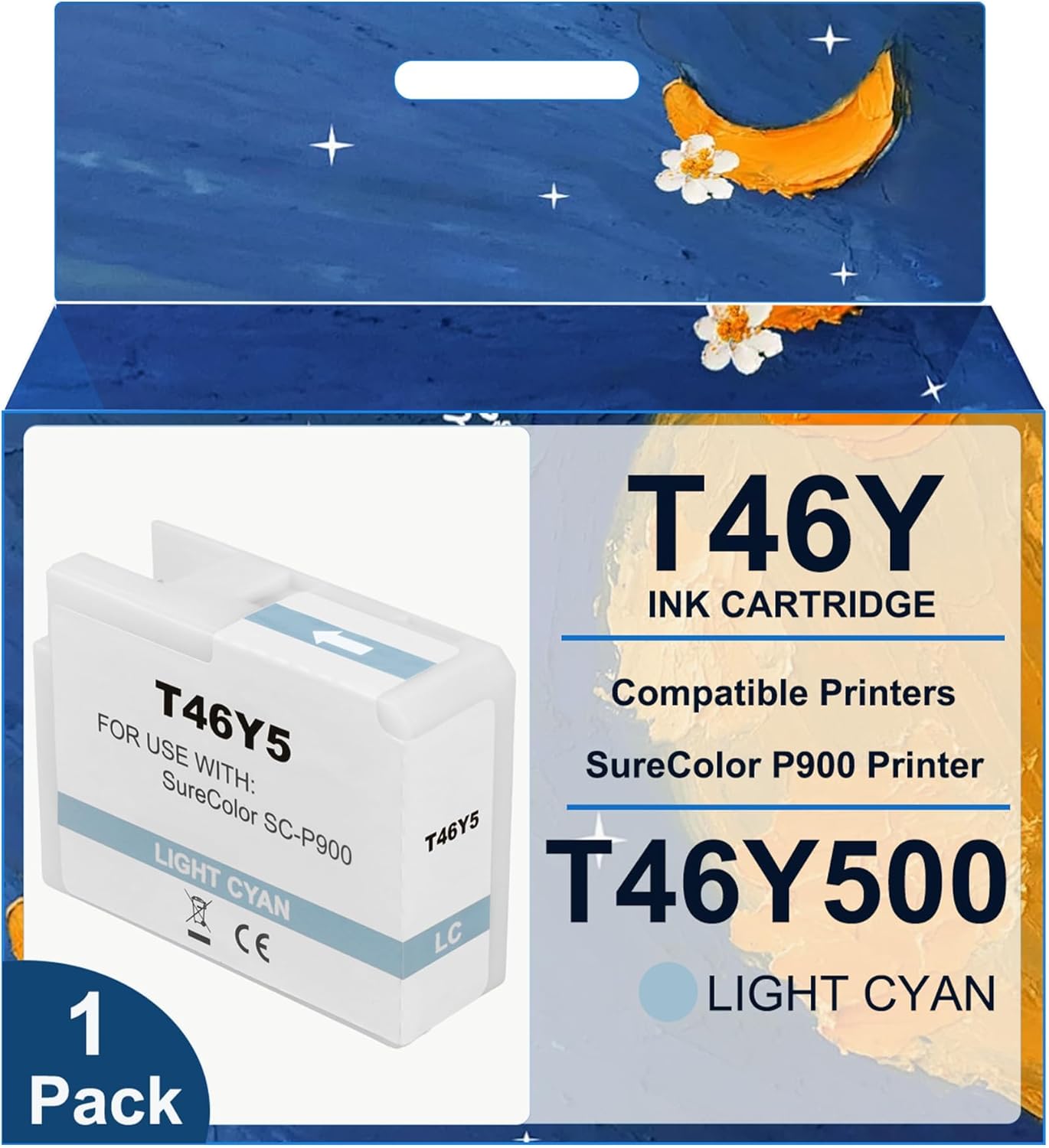 Remanufactured T46Y5 T46Y Ink Cartridge T46Y500 SC-P900 P900 Ink Compatible for SureColor P900 Printer Ink(1 Light Cyan)