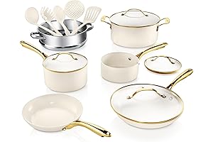 Gotham Steel White and Gold Ceramic Pots and Pans Set: Experience Cooking Perfection