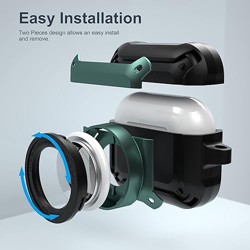 Miniatura 2 de Valkit Funda protectora 2 en 1 para Airpods 3, funda protectora resistente para Airpods de 3 generación para hombres y mujeres, con llavero a prueba