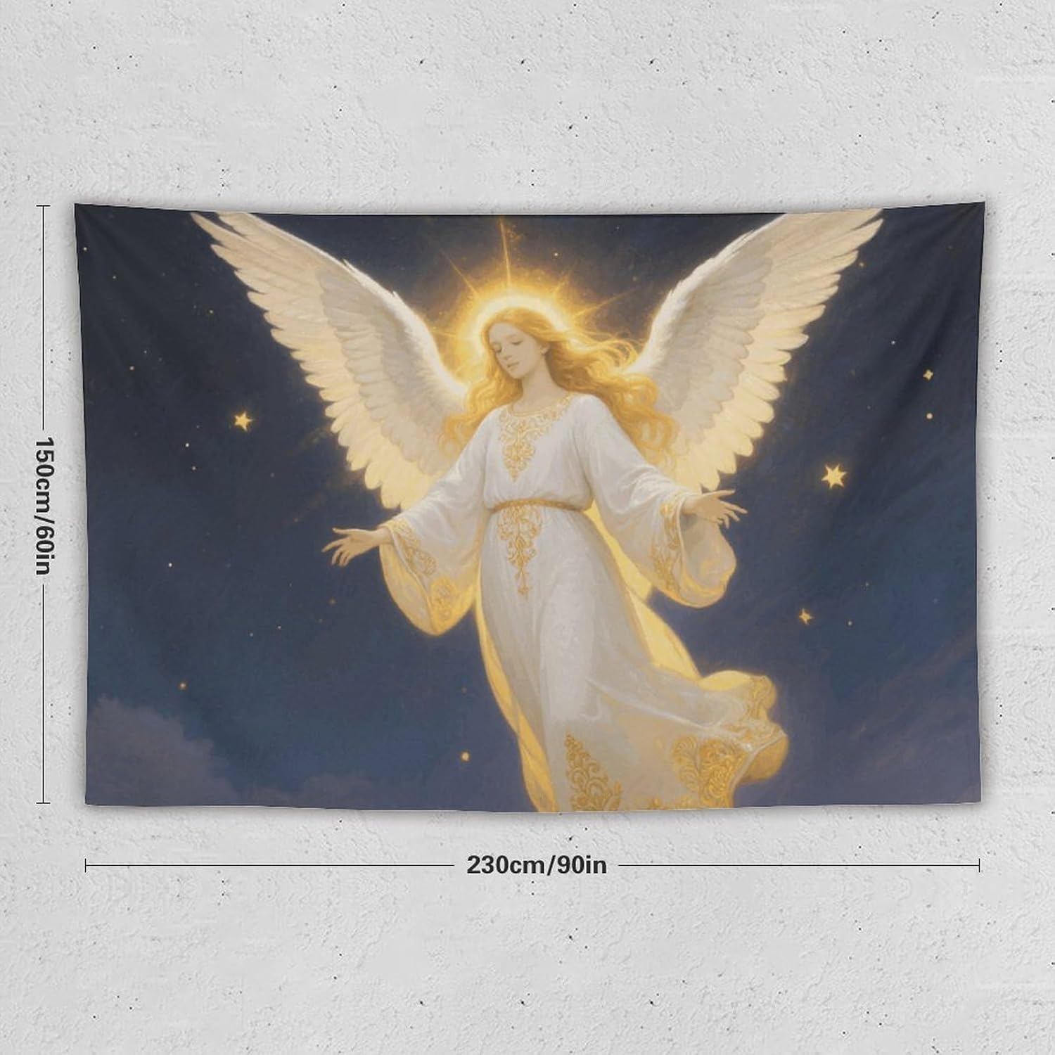 maccbn Guardian Angel Boho Wall Tapestry with Hanging Kit Aesthetic Tapestry Wall Hanging Personalized Backdrop Large Vintage Tapestries Decoration for Bedroom Living Room Dorm Decor-60 x90